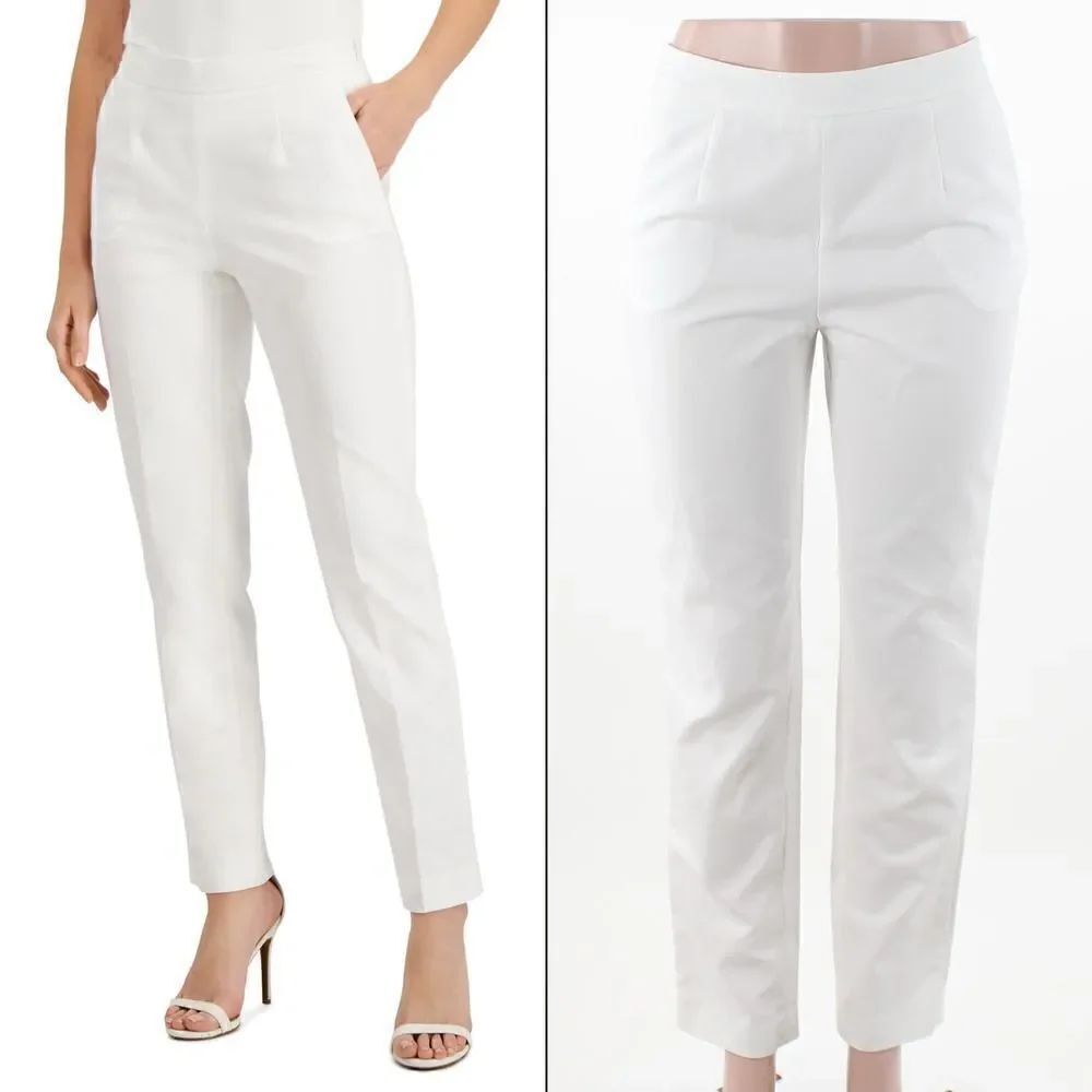 Anne Klein Mid-Rise Pants in Bright White